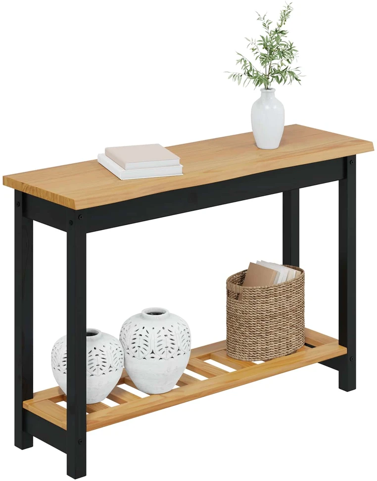 VidaXL Konsolinis stalas su lentyna EKAI Juoda 112 x 35 x 76 cm