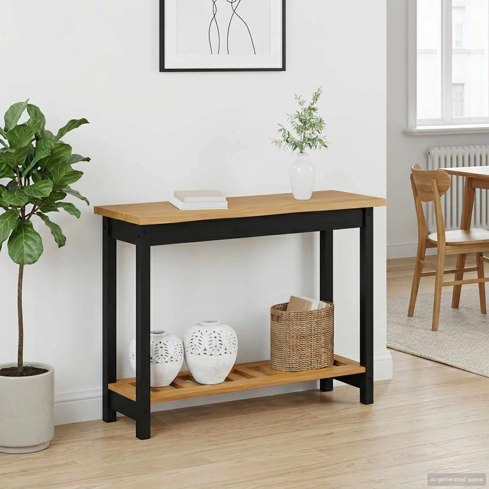 VidaXL Konsolinis stalas su lentyna EKAI Juoda 112 x 35 x 76 cm
