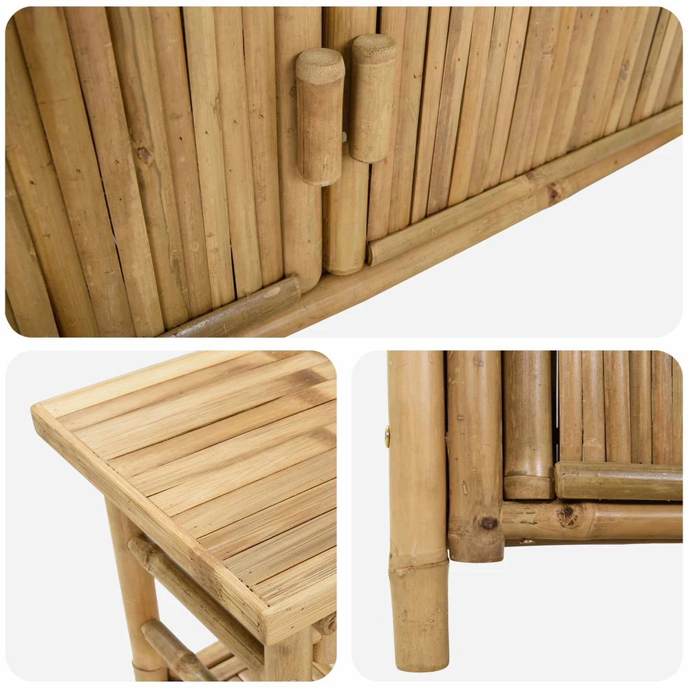 Konsolinis stalas su lentyna Natūrali 110 x 35 x 75 cm Bambukas