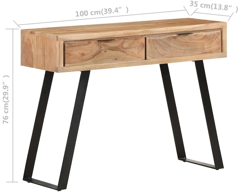 Konsolinis staliukas, 100x35x76cm, akacija su gyvais kraštais