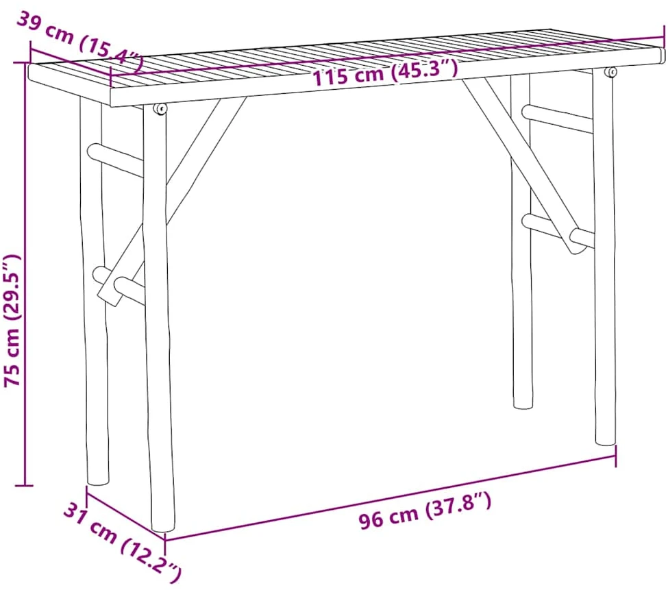 Konsolinis staliukas, 115x39x75cm, bambukas