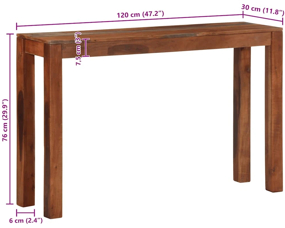 konsolinis staliukas 120x30x76 cm Akacijos masyvo