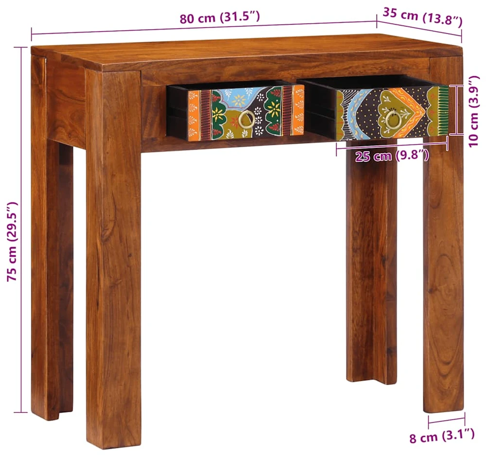 konsolinis staliukas 80x35x75 cm Akacijos masyvo