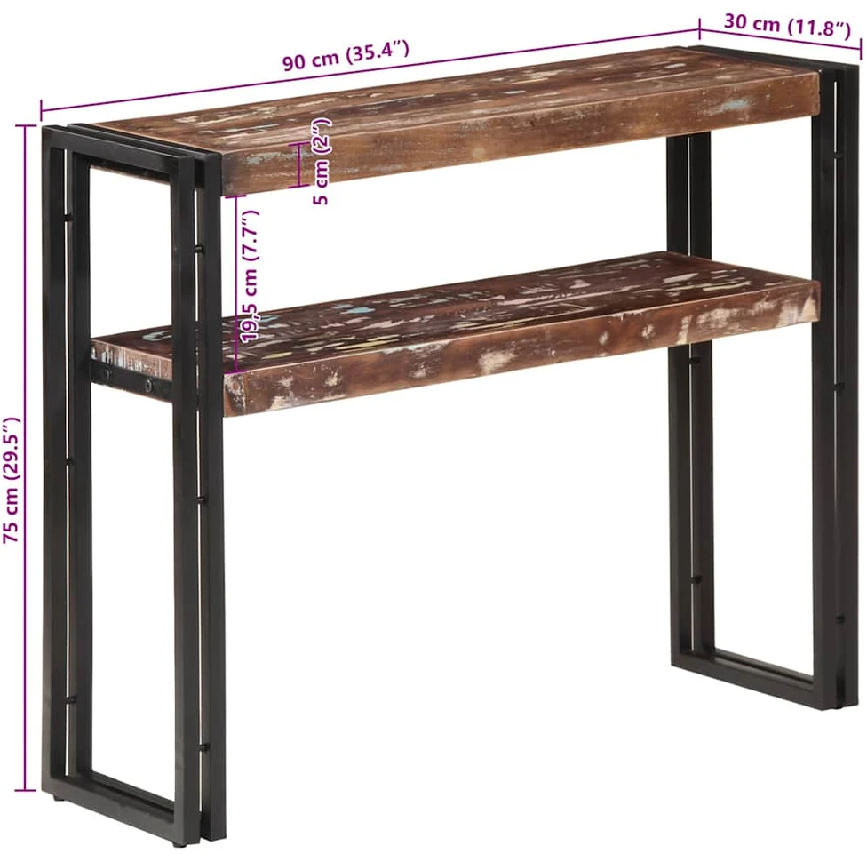 Konsolinis staliukas, 90x30x75cm, perdirbtos medienos masyvas