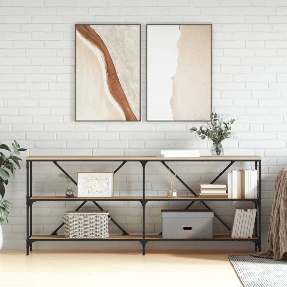 Konsolinis staliukas, ąžuolo, 180x30x75cm, mediena/geležis