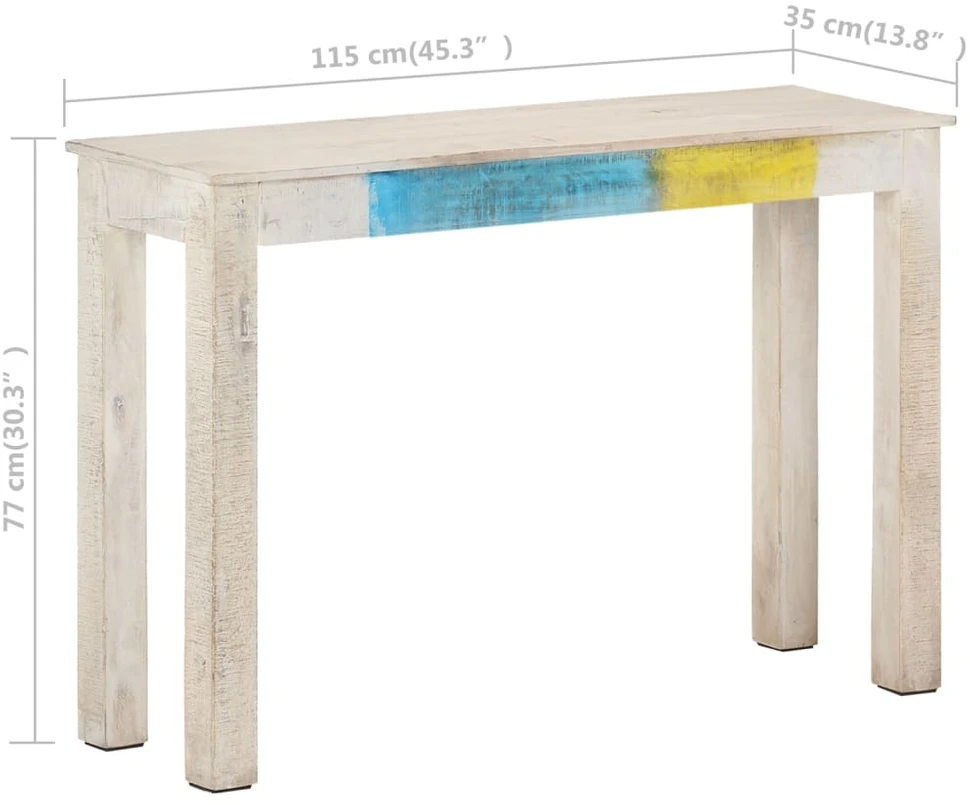 Konsolinis staliukas, baltas, 115x35x77cm, mango mediena