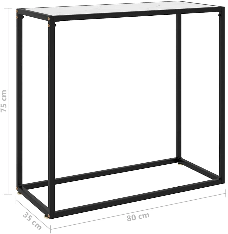 Konsolinis staliukas, baltas, 80x35x75cm, grūdintas stiklas