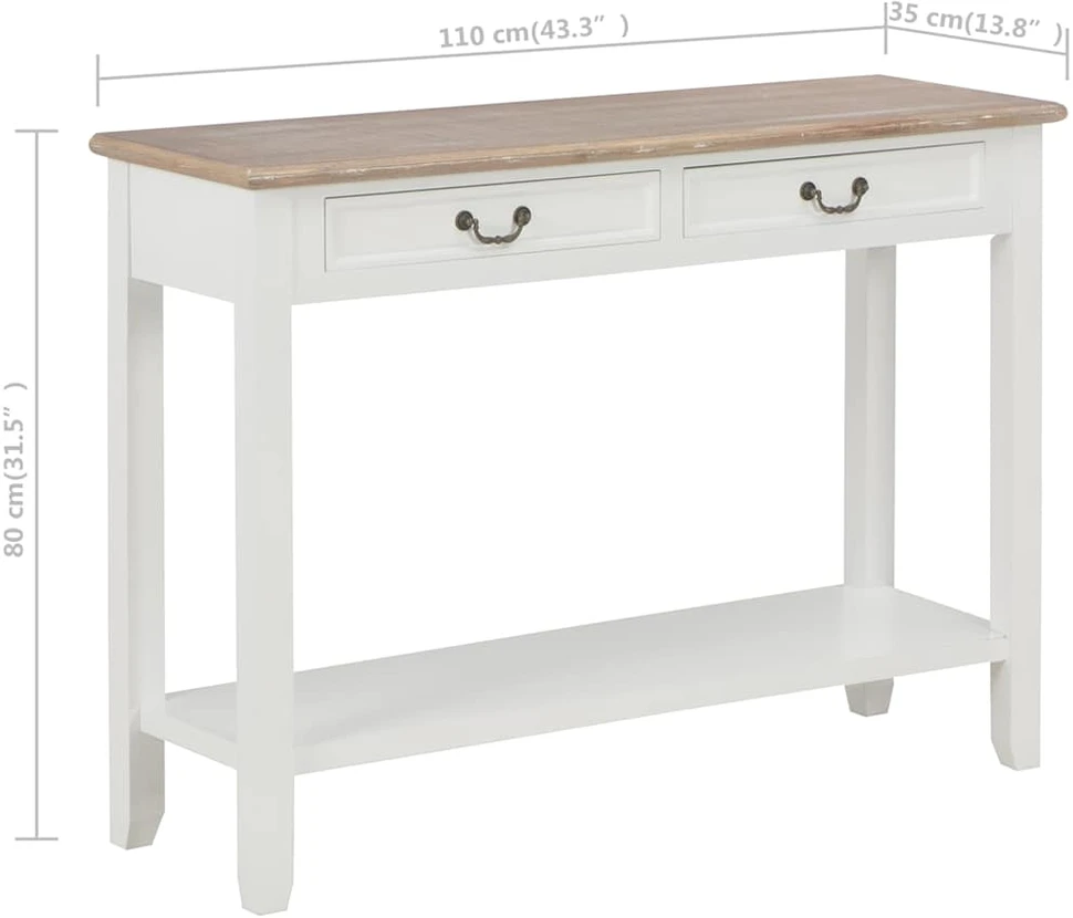 Konsolinis staliukas, baltos sp., 110x35x80cm, mediena