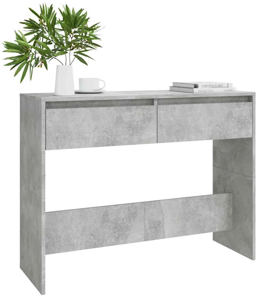 Konsolinis staliukas, betono, 100x35x76,5cm, apdirbta mediena