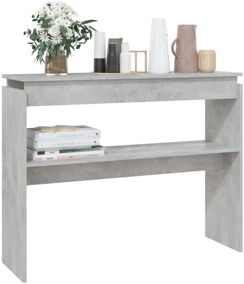 Konsolinis staliukas, betono, 102x30x80cm, apdirbta mediena