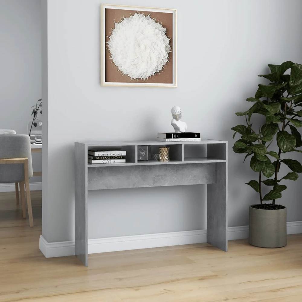 Konsolinis staliukas, betono, 105x30x80cm, apdirbta mediena
