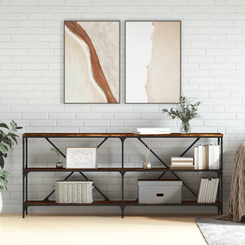 Konsolinis staliukas, dūminis, 180x30x75cm, mediena/geležis