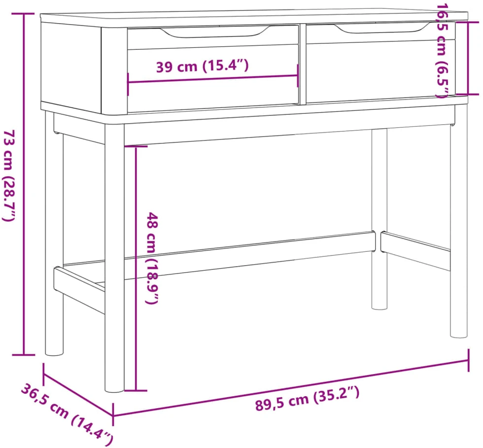 Konsolinis staliukas FLORO, baltas, 89,5x36,5x73cm, pušis