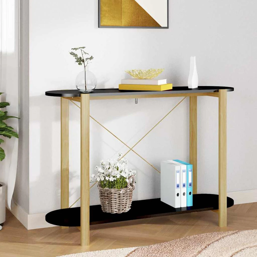 Konsolinis staliukas, juodas, 110x38x75cm, apdirbta mediena