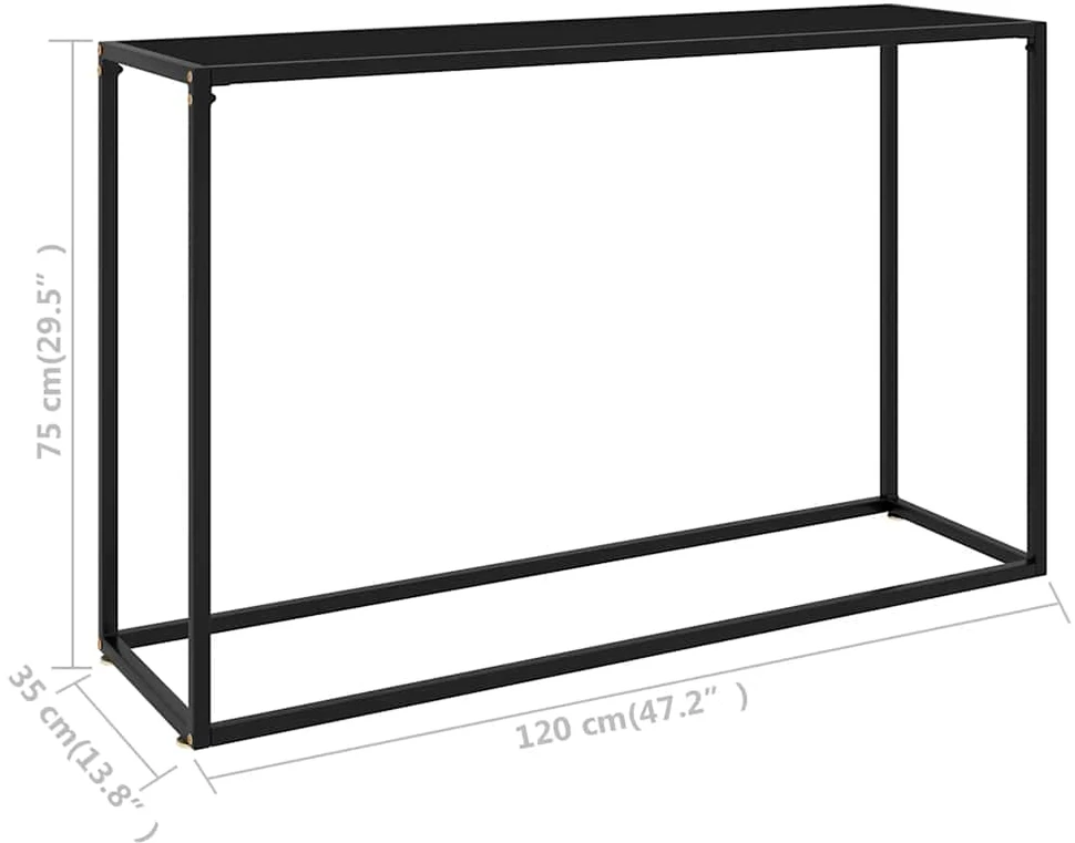 Konsolinis staliukas, juodas, 120x35x75cm, grūdintas stiklas
