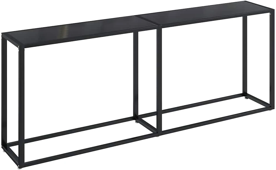 Konsolinis staliukas, juodas, 200x35x75,5cm, stiklas