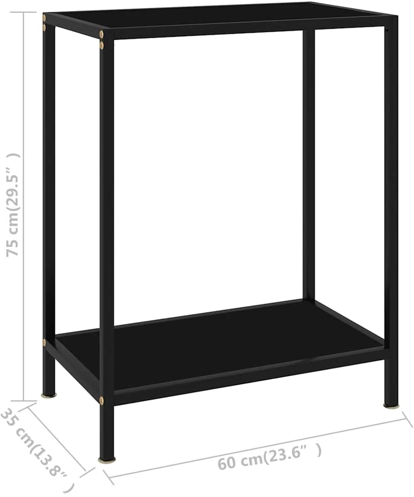 Konsolinis staliukas, juodas, 60x35x75cm, grūdintas stiklas