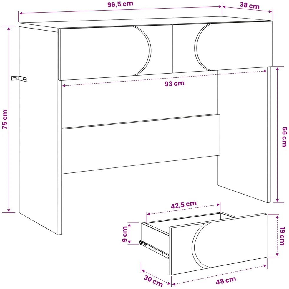 Konsolinis staliukas Pilka Sonoma 96,5 x 38 x 75 cm