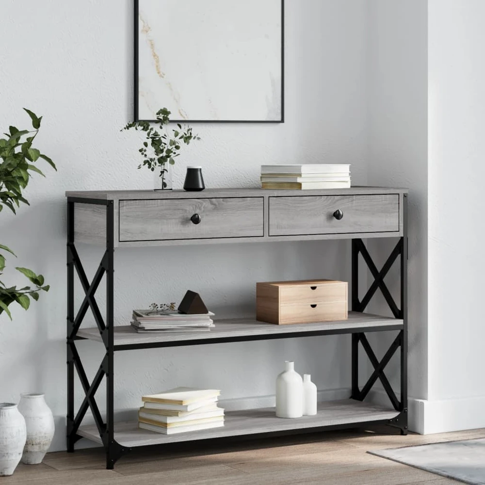 Konsolinis staliukas, pilkas ąžuolo, 100x28x75cm, mediena