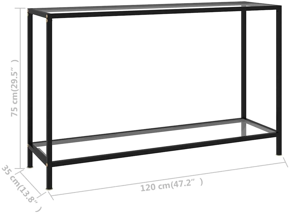 Konsolinis staliukas, skaidrus, 120x35x75cm, grūdintas stiklas