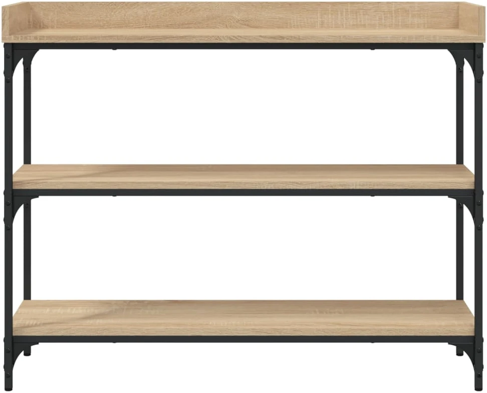 Konsolinis staliukas su lentynomis, ąžuolo spalvos, 100x30x80cm