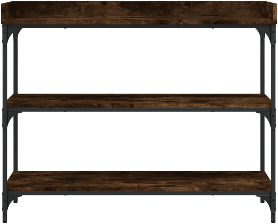 Konsolinis staliukas su lentynomis, dūminio ąžuolo, 100x30x80cm