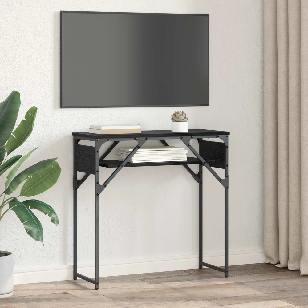 KonsolinisStaliukas Juodas ąžuolas Apdirbta mediena 75x30x75cm