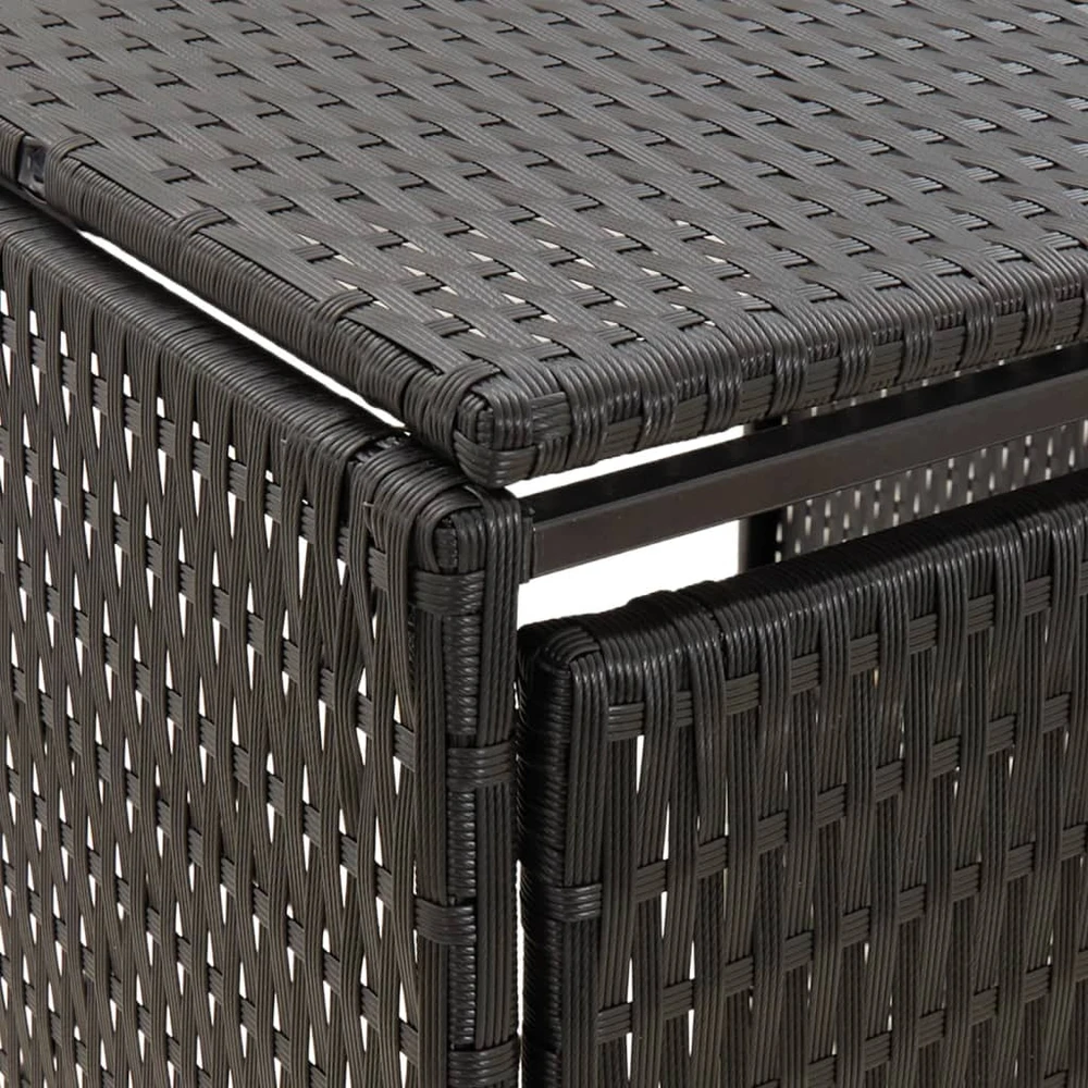 Konteinerių stoginė, juoda, 207x80x117cm, poliratanas, trivietė