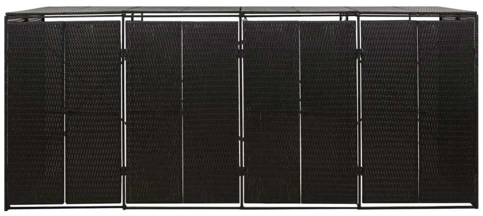 Konteinerių stoginė, juoda, 274x80x117cm, ratanas, keturvietė