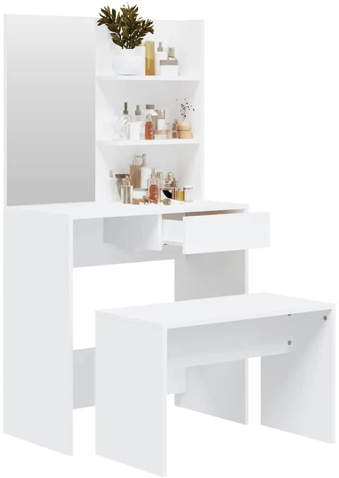 Kosmetinio staliuko komplektas, baltos spalvos, 74,5x40x141cm