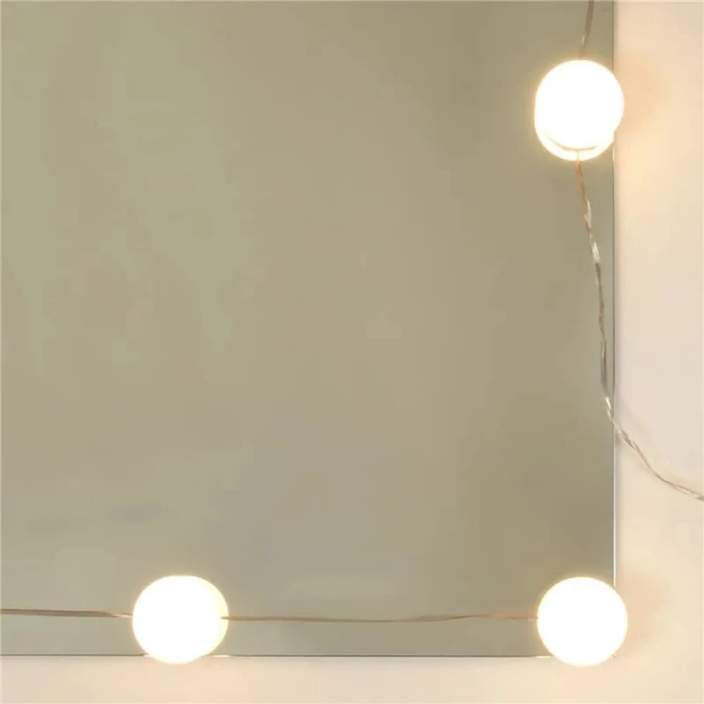 Kosmetinio staliuko komplektas su LED, baltas, apdirbta mediena
