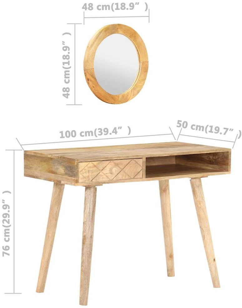 Kosmetinis staliukas, 100x50x76cm, mango medienos masyvas