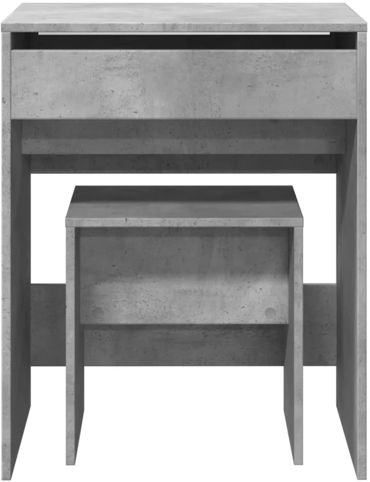 Kosmetinis staliukas ir taburetė, betono pilki, 60x40x113,5cm