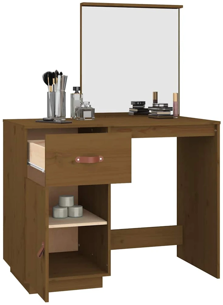Kosmetinis staliukas, medaus rudas, 95x50x134cm, pušies masyvas