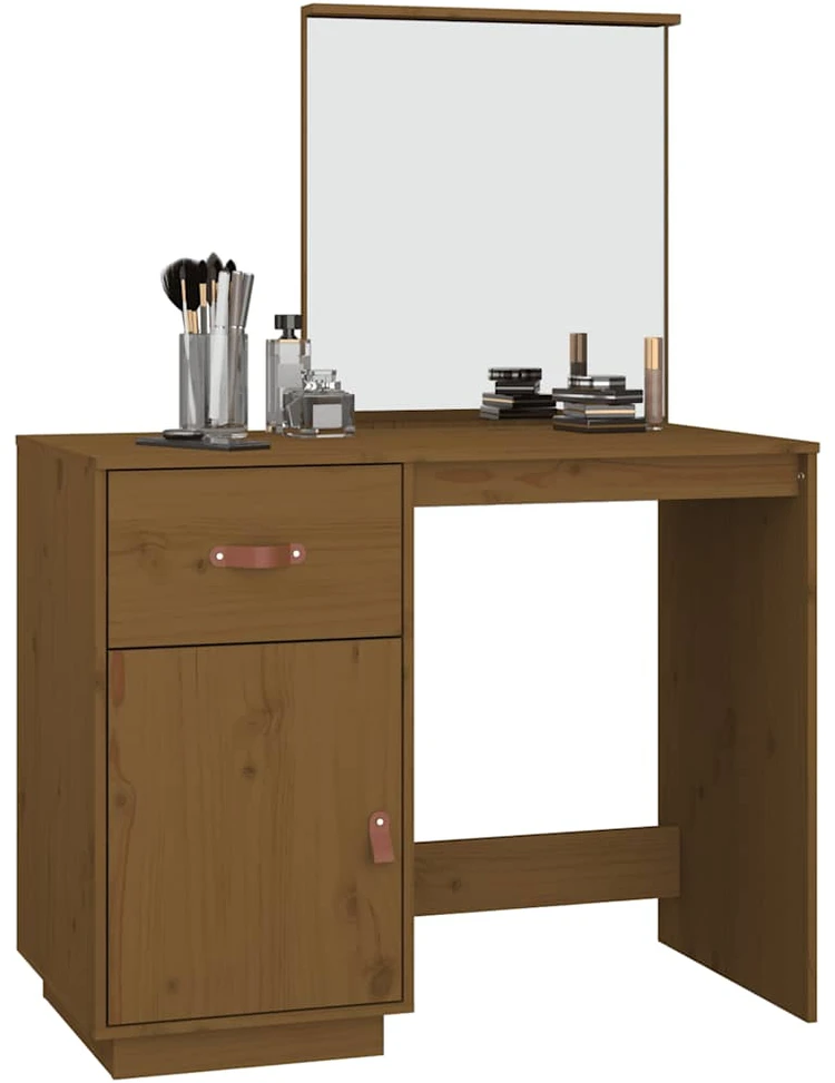 Kosmetinis staliukas, medaus rudas, 95x50x134cm, pušies masyvas