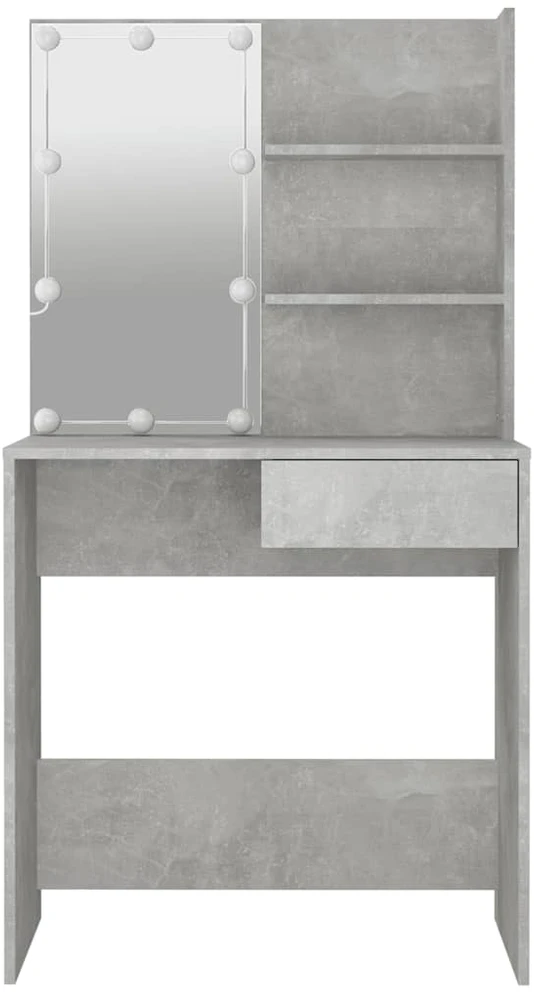 Kosmetinis staliukas su LED apšvietimu, pilkas, 74,5x40x141cm