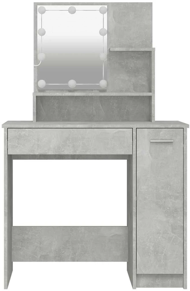 Kosmetinis staliukas su LED apšvietimu, pilkas, 86,5x35x136cm