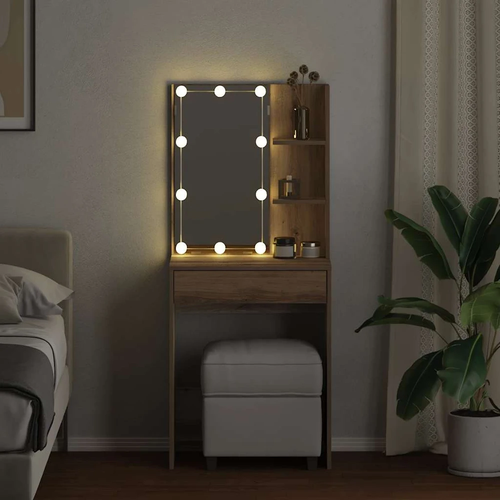 Kosmetinis staliukas su LED, artisano ąžuolo, 60x40x140cm