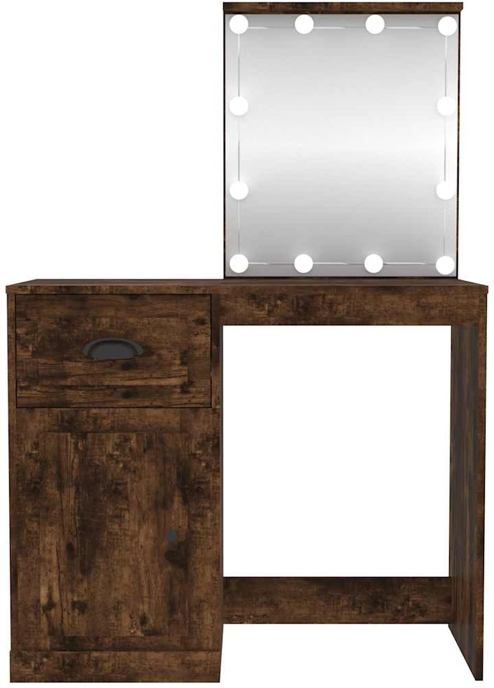 Kosmetinis staliukas su LED, ąžuolo, 90x50x132,5cm, mediena