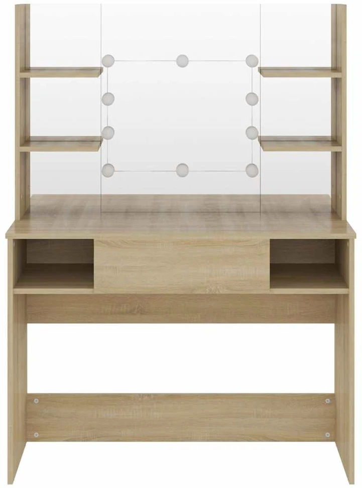 Kosmetinis staliukas su LED, ąžuolo spalvos, 100x40x135cm, MDF