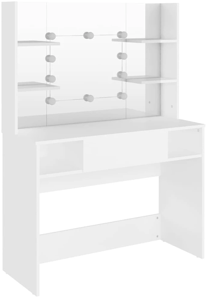 Kosmetinis staliukas su LED, baltas, 100x40x135cm, MDF