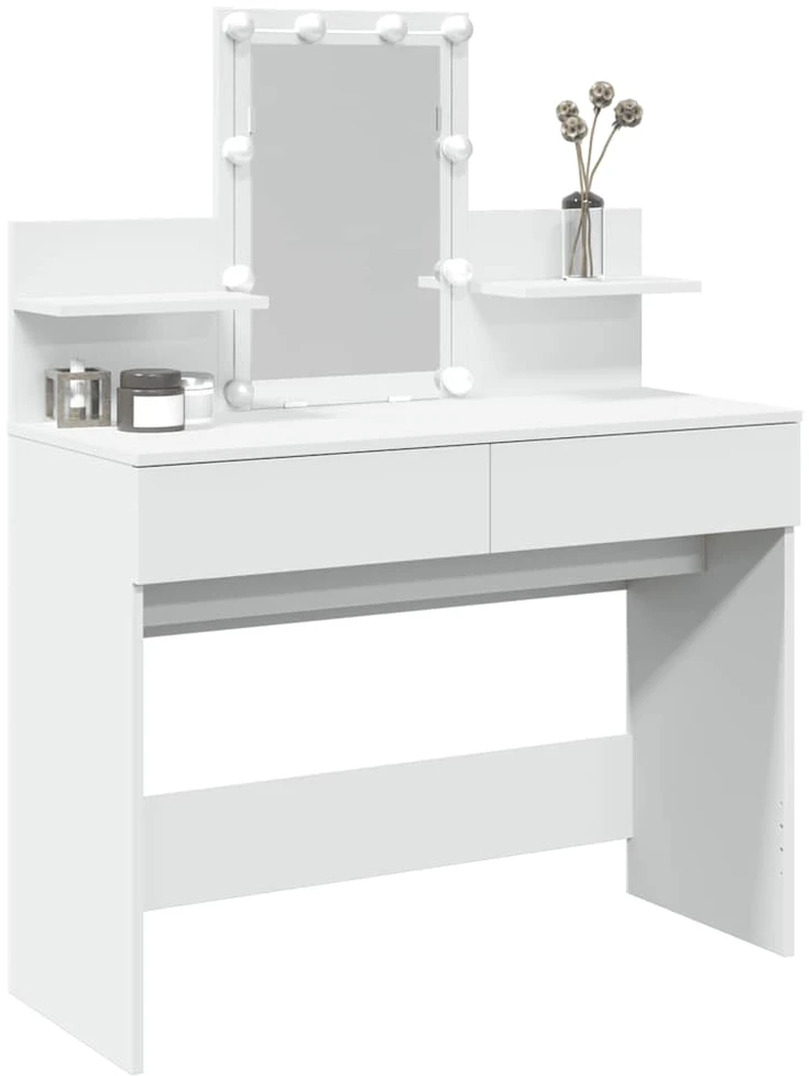 Kosmetinis staliukas su LED, baltos spalvos, 100x40x130cm