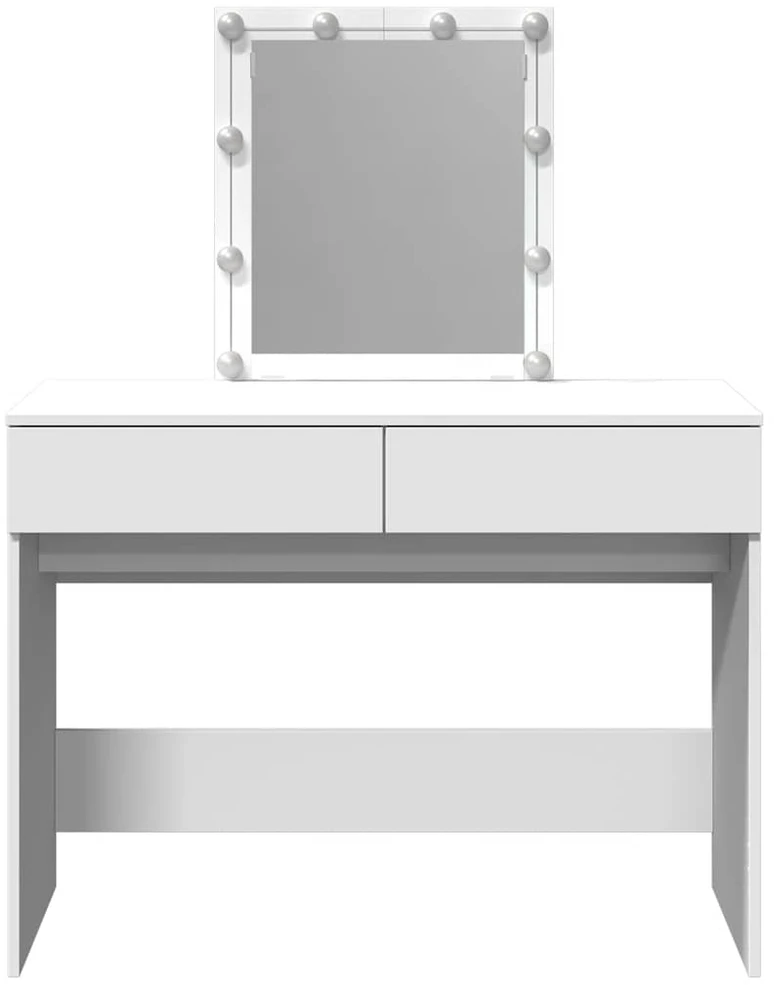 Kosmetinis staliukas su LED, baltos spalvos, 100x40x130cm