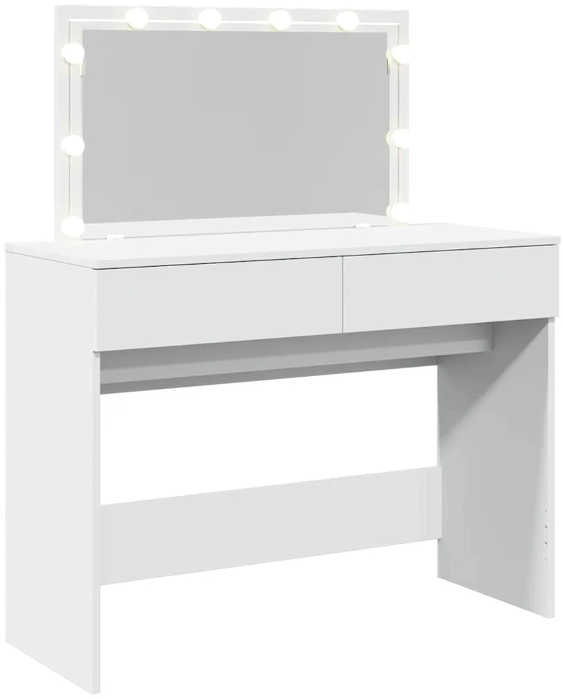 Kosmetinis staliukas su LED, baltos spalvos, 100x40x120cm