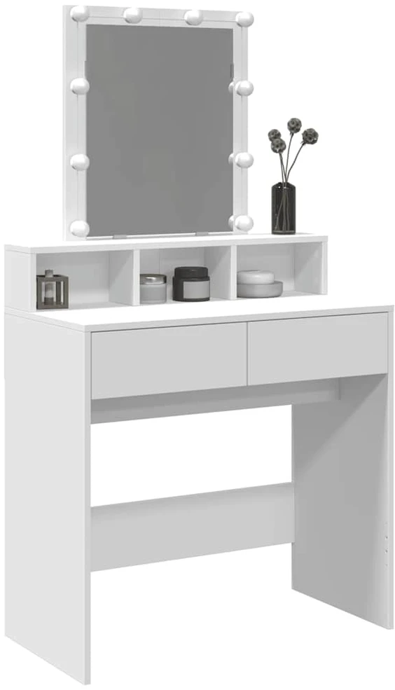 Kosmetinis staliukas su LED, baltos spalvos, 80x41x144,5cm