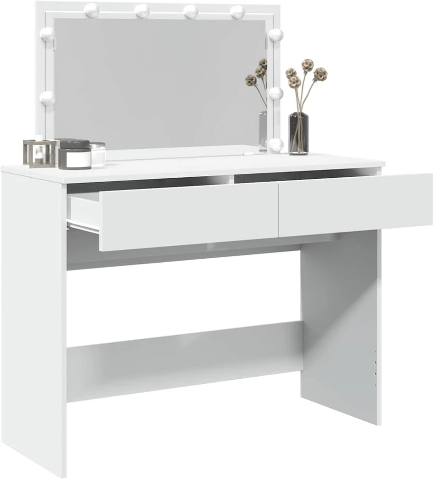 Kosmetinis staliukas su LED, baltos spalvos, 100x40x120cm