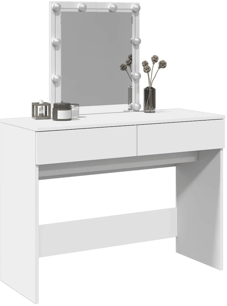 Kosmetinis staliukas su LED, baltos spalvos, 100x40x130cm