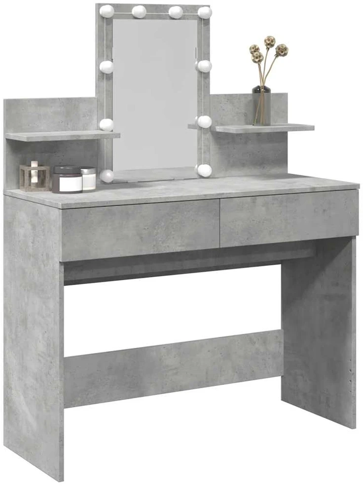 Kosmetinis staliukas su LED, betono pilkas, 100x40x130cm