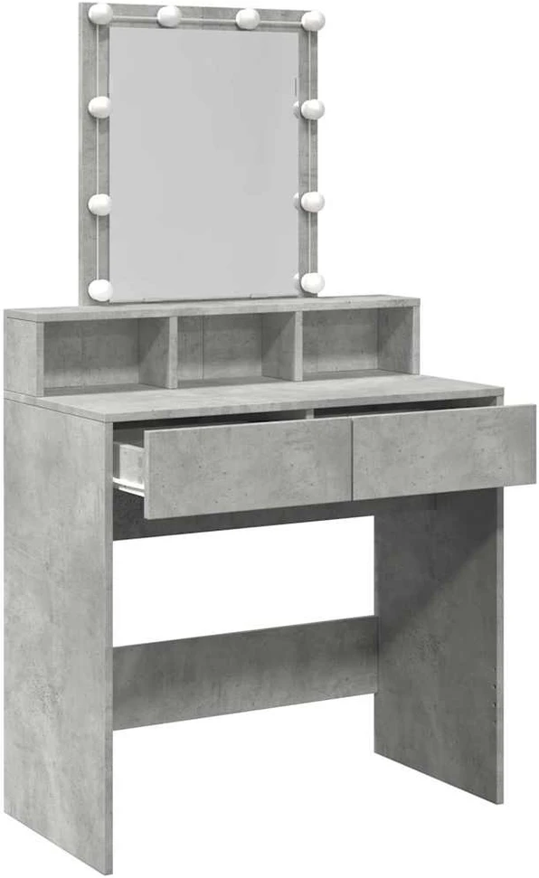 Kosmetinis staliukas su LED, betono pilkas, 80x41x144,5cm
