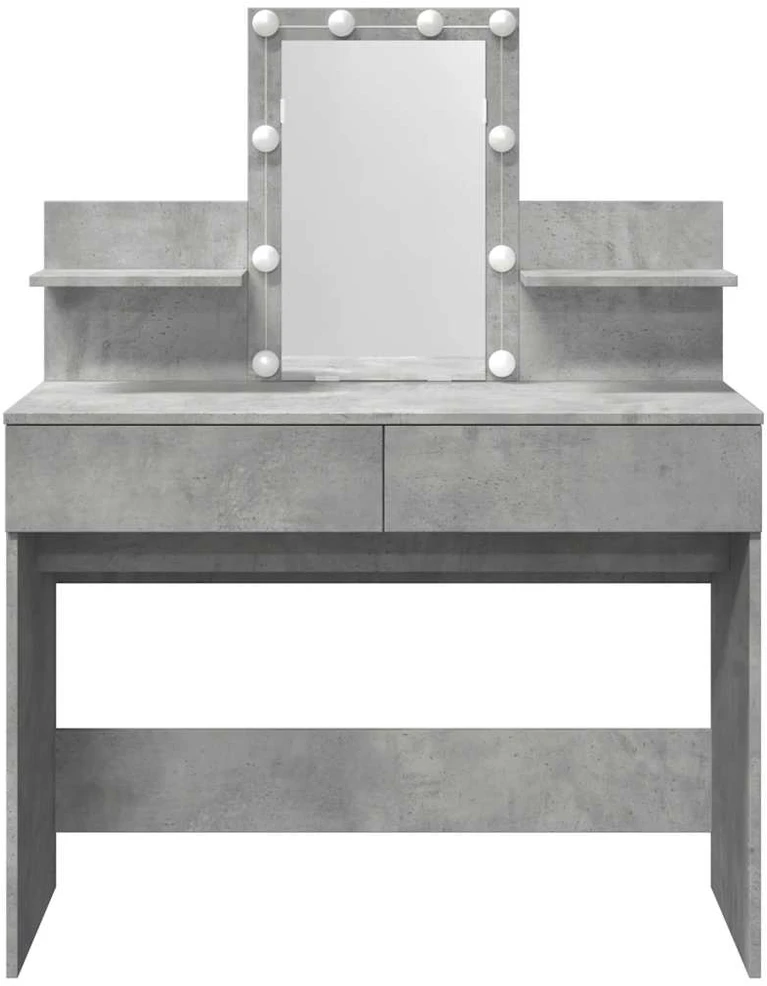 Kosmetinis staliukas su LED, betono pilkas, 100x40x130cm